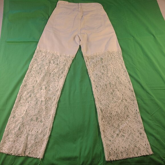 Rise Supply CO Women's 3 Jeans White Lace Mixed Straight Leg - Picture 2 of 10